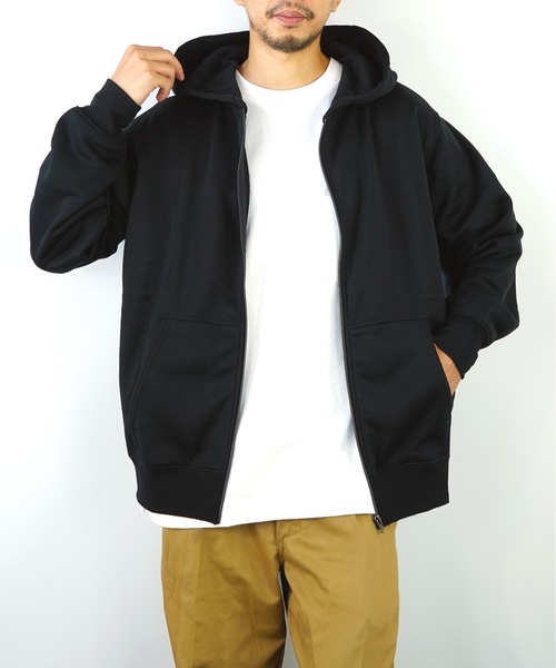 【GROOVYSTORE】あったか裏起毛フルジップパーカーシンプル無地