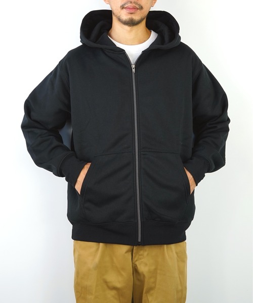【GROOVYSTORE】あったか裏起毛フルジップパーカーシンプル無地