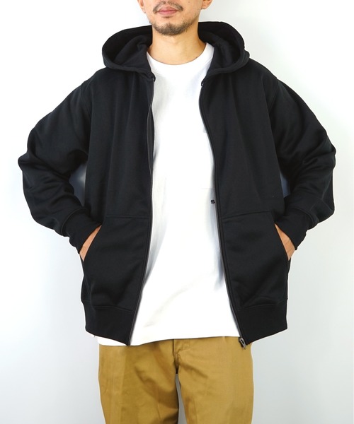 【GROOVYSTORE】あったか裏起毛フルジップパーカーシンプル無地