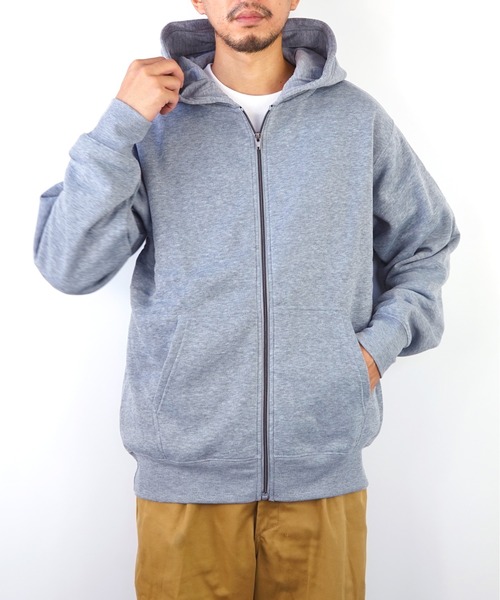 【GROOVYSTORE】あったか裏起毛フルジップパーカーシンプル無地