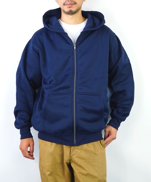【GROOVYSTORE】あったか裏起毛フルジップパーカーシンプル無地