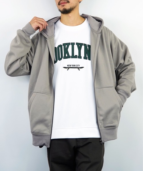 【GROOVYSTORE】あったか裏起毛フルジップパーカーシンプル無地