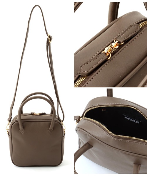 ANAP（アナップ）の「2WAYミニボストンバッグ（ボストンバッグ・レディース・ブラック/グレイッシュベージュ・FREE）」の8枚目の写真