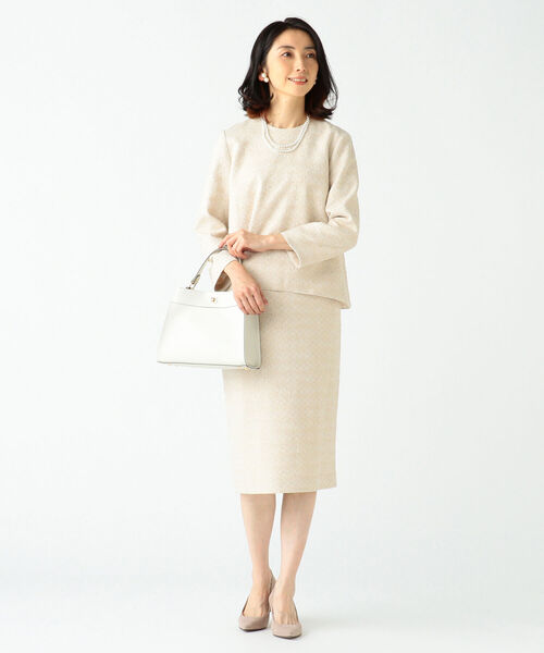 Demi-Luxe BEAMS（デミルクス ビームス）の「Demi-Luxe BEAMS / ストレッチ ツイード タイトスカート 22FO（スカート・レディース・ベージュ/ネイビー・36/40/38）」の4枚目の写真