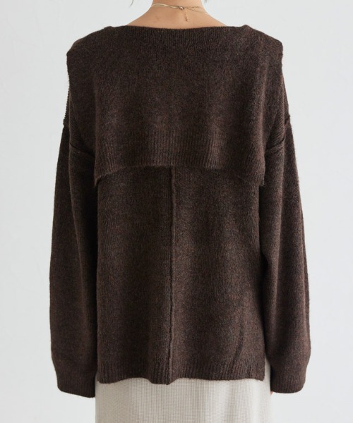 Pierrot(ピエロ)の「セーラーカラーニット(ニット/セーター・レディース・アイボリー/ブラウン/ベージュ・M)」の13枚目の写真