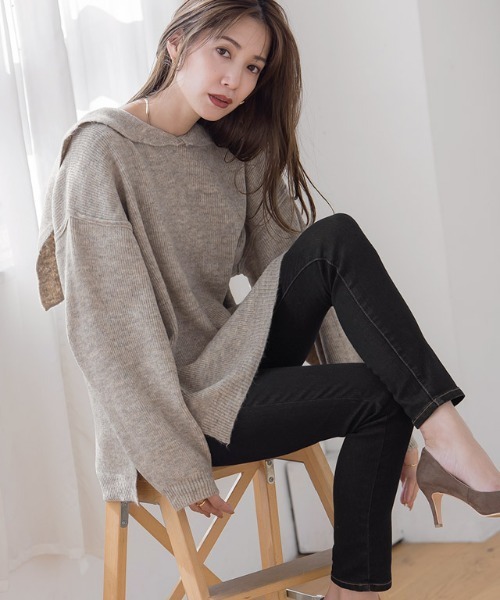 Pierrot(ピエロ)の「セーラーカラーニット(ニット/セーター・レディース・アイボリー/ブラウン/ベージュ・M)」の20枚目の写真