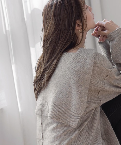 Pierrot(ピエロ)の「セーラーカラーニット(ニット/セーター・レディース・アイボリー/ブラウン/ベージュ・M)」の14枚目の写真