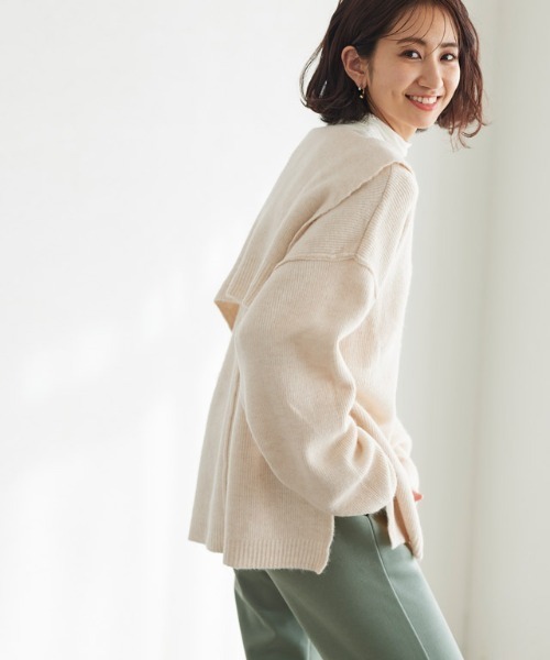 Pierrot(ピエロ)の「セーラーカラーニット(ニット/セーター・レディース・アイボリー/ブラウン/ベージュ・M)」の8枚目の写真