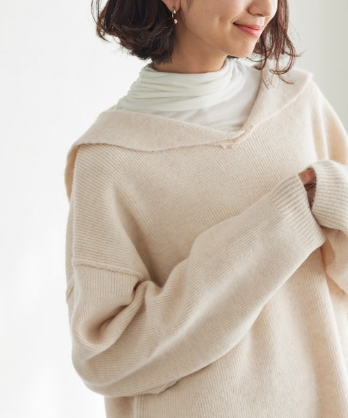 Pierrot(ピエロ)の「セーラーカラーニット(ニット/セーター・レディース・アイボリー/ブラウン/ベージュ・M)」の21枚目の写真