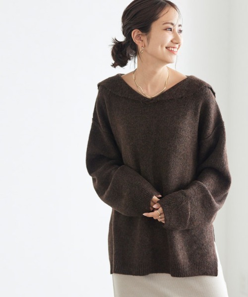 Pierrot(ピエロ)の「セーラーカラーニット(ニット/セーター・レディース・アイボリー/ブラウン/ベージュ・M)」の18枚目の写真