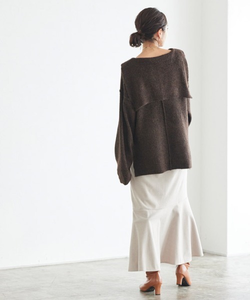 Pierrot(ピエロ)の「セーラーカラーニット(ニット/セーター・レディース・アイボリー/ブラウン/ベージュ・M)」の15枚目の写真