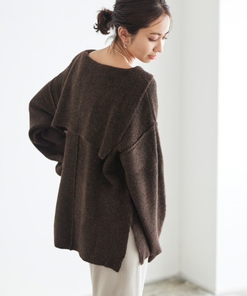 Pierrot(ピエロ)の「セーラーカラーニット(ニット/セーター・レディース・アイボリー/ブラウン/ベージュ・M)」の12枚目の写真