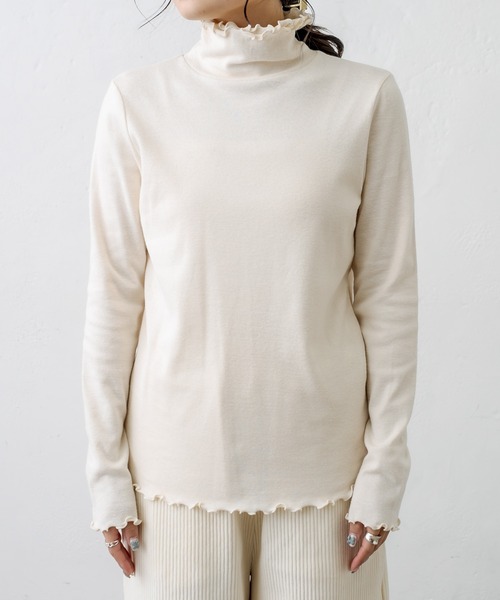 PUAL CE CIN（ピュアルセシン）の「起毛ハイネックロングスリーブ（Tシャツ/カットソー・レディース・ブラック/ナチュラル・FREE）」の9枚目の写真