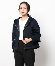 NICOLE white | バックフリルフード ZIP PARKA(パーカー)