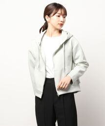 NICOLE white | バックフリルフード ZIP PARKA(パーカー)