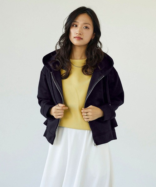 NICOLE white（ニコルホワイト）の「バックフリルフード ZIP PARKA（パーカー・レディース・グレー/杢グレー/ネイビー/ミント・FREE）」の4枚目の写真