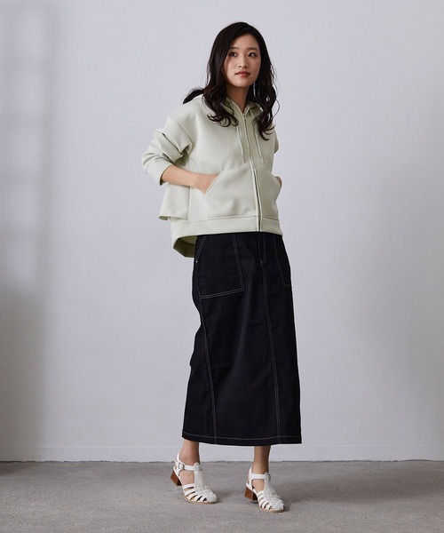 NICOLE white（ニコルホワイト）の「バックフリルフード ZIP PARKA（パーカー・レディース・グレー/杢グレー/ネイビー/ミント・FREE）」の22枚目の写真