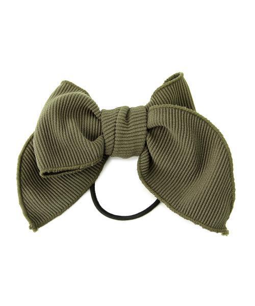 BEAMS BOY（ビームスボーイ）の「BEAMS BOY / リブ リボン ヘアゴム（ヘアゴム・レディース・オリーブ/ネイビー・ONE SIZE）」の4枚目の写真