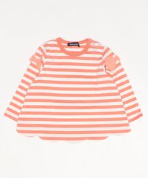 袖リボン裾スカラップボーダーTシャツ