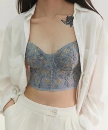 c.u.l（シーユーエル）の「【c.u.l】花柄刺繍コルセット風ブラショーツセット culu232（ブラ&ショーツ）」