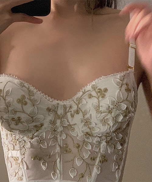 c.u.l（シーユーエル）の「【c.u.l】花柄刺繍コルセット風ブラ