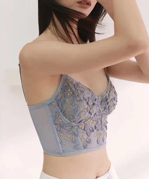 c.u.l】花柄刺繍コルセット風ブラショーツセット culu232（ブラ