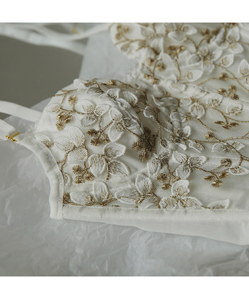 c.u.l（シーユーエル）の「【c.u.l】花柄刺繍コルセット風ブラショーツセット culu232（ブラ&ショーツ・レディース・ブラック/グレー/ホワイト・L/S/M/XL）」の9枚目の写真