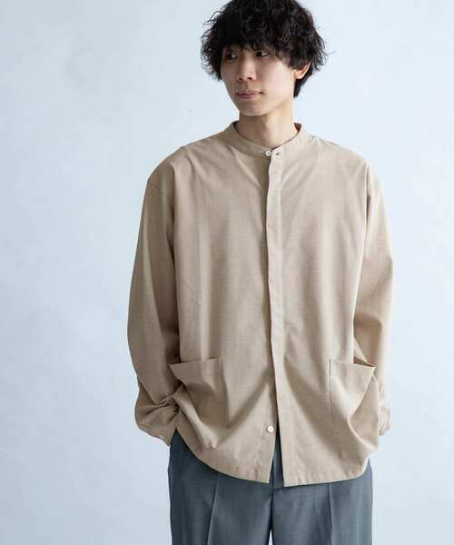 FORK&SPOON（フォークアンドスプーン）の「FORK&SPOON　バンドカラーカバーオールシャツジャケット（カバーオール・メンズ・ネイビー/ブラウン/ベージュ系その他・4/5）」の2枚目の写真