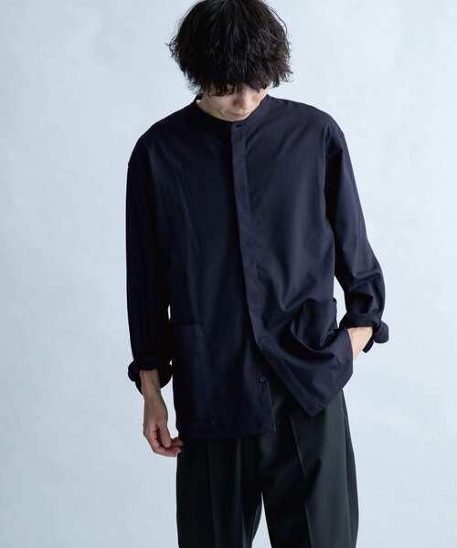 FORK&SPOON（フォークアンドスプーン）の「FORK&SPOON　バンドカラーカバーオールシャツジャケット（カバーオール・メンズ・ネイビー/ブラウン/ベージュ系その他・4/5）」の3枚目の写真