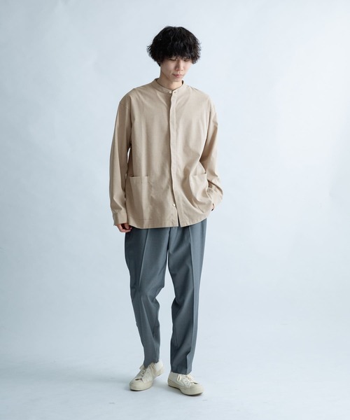 FORK&SPOON（フォークアンドスプーン）の「FORK&SPOON　バンドカラーカバーオールシャツジャケット（カバーオール・メンズ・ネイビー/ブラウン/ベージュ系その他・4/5）」の14枚目の写真