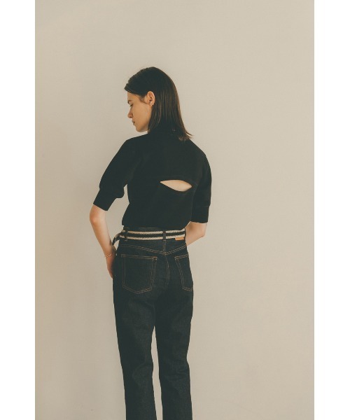 CLANE（クラネ）の「BACK OPEN HALF SLEEVE COMPACT KNIT TOPS