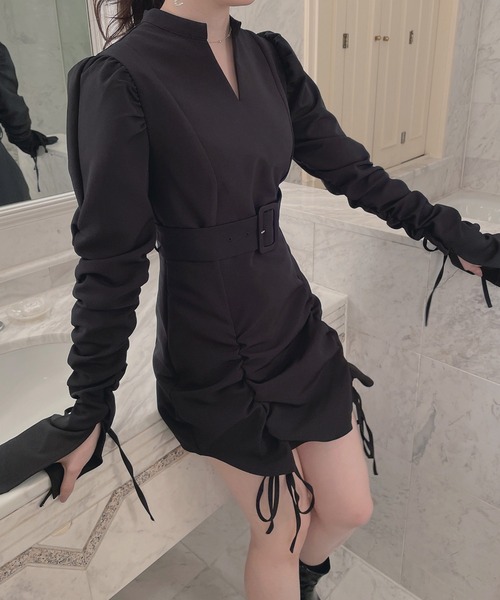 ANDGEEBEE(アンジービー)の「ドロストリボンワンピ(ワンピース・レディース・ホワイト×ブラック/ブラック・MEDIUM)」の20枚目の写真