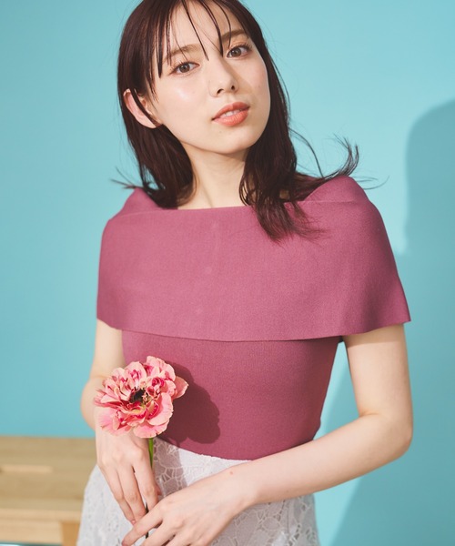 NOELA(ノエラ)の「バーサカラーリブニット(ニット/セーター・レディース・オフホワイト/ピンク/ベージュ/ブラック・フリー)」の1枚目の写真