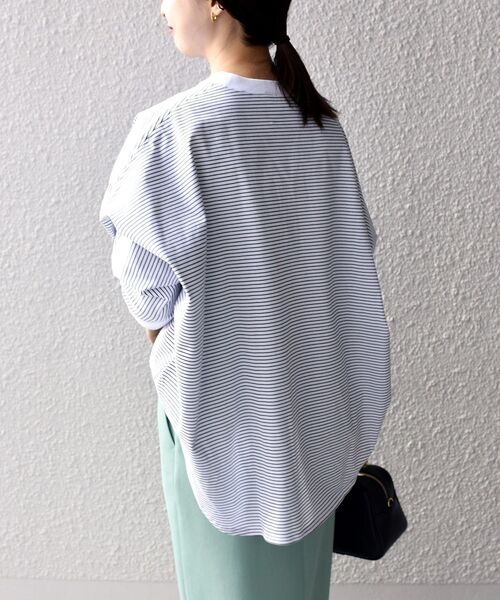 SHIPS(シップス)の「【SHIPS別注】assiette:〈手洗い可能〉ジャージードルマンボーダー(Tシャツ/カットソー・レディース・ホワイト・ONE SIZE)」の10枚目の写真