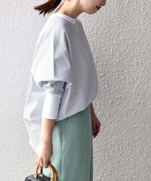 SHIPS(シップス)の「【SHIPS別注】assiette:〈手洗い可能〉ジャージードルマンボーダー(Tシャツ/カットソー・レディース・ホワイト・ONE SIZE)」の7枚目の写真