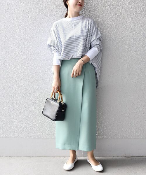 SHIPS(シップス)の「【SHIPS別注】assiette:〈手洗い可能〉ジャージードルマンボーダー(Tシャツ/カットソー・レディース・ホワイト・ONE SIZE)」の9枚目の写真