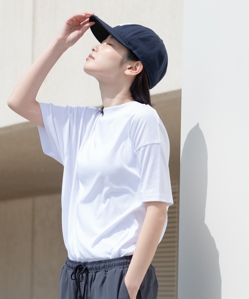 fort point（フォーポイント）の「【FORT POINT/フォートポイント】リブUネックTシャツ（Tシャツ/カットソー・レディース・ホワイト/チャコールグレー/ブラック/グレー/サックスブルー/ミント/ピンク系その他/オレンジ系その他/ダークベージュ・MEDIUM/LARGE）」の2枚目の写真