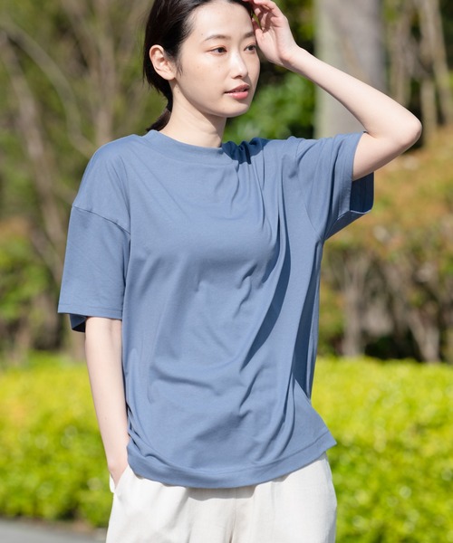 fort point（フォーポイント）の「【FORT POINT/フォートポイント】リブUネックTシャツ（Tシャツ/カットソー・レディース・ホワイト/チャコールグレー/ブラック/グレー/サックスブルー/ミント/ピンク系その他/オレンジ系その他/ダークベージュ・MEDIUM/LARGE）」の7枚目の写真