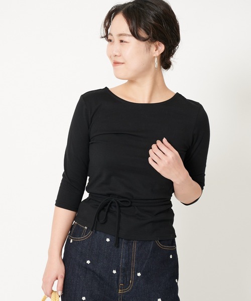 U by SPICK&SPAN(ユーバイスピックアンドスパン)の「バックシャン プルオーバー◆(Tシャツ/カットソー・レディース・ブラック/ベージュ・FREE)」の2枚目の写真