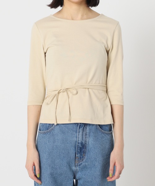 U by SPICK&SPAN(ユーバイスピックアンドスパン)の「バックシャン プルオーバー◆(Tシャツ/カットソー・レディース・ブラック/ベージュ・FREE)」の4枚目の写真