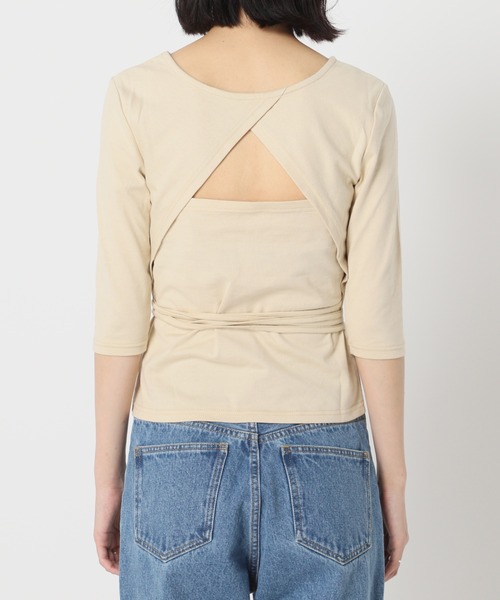 U by SPICK&SPAN(ユーバイスピックアンドスパン)の「バックシャン プルオーバー◆(Tシャツ/カットソー・レディース・ブラック/ベージュ・FREE)」の6枚目の写真