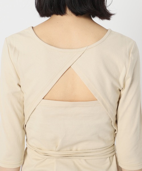 U by SPICK&SPAN(ユーバイスピックアンドスパン)の「バックシャン プルオーバー◆(Tシャツ/カットソー・レディース・ブラック/ベージュ・FREE)」の8枚目の写真