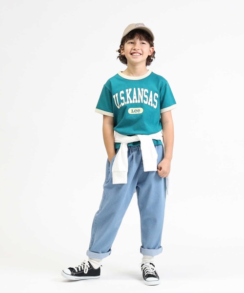 Lee（リー）の「【Lee】リンガーＴシャツ（Tシャツ/カットソー・キッズ・グリーン・105/160/130/150/120/140）」の7枚目の写真
