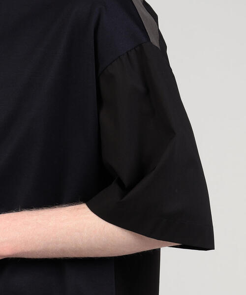 TOMORROWLAND （トゥモローランド）の「コットン天竺 シャツコンビショートスリーブカットソー（Tシャツ/カットソー・メンズ・ホワイト/キャメル/ブルー/ネイビー・S/M/L）」の9枚目の写真