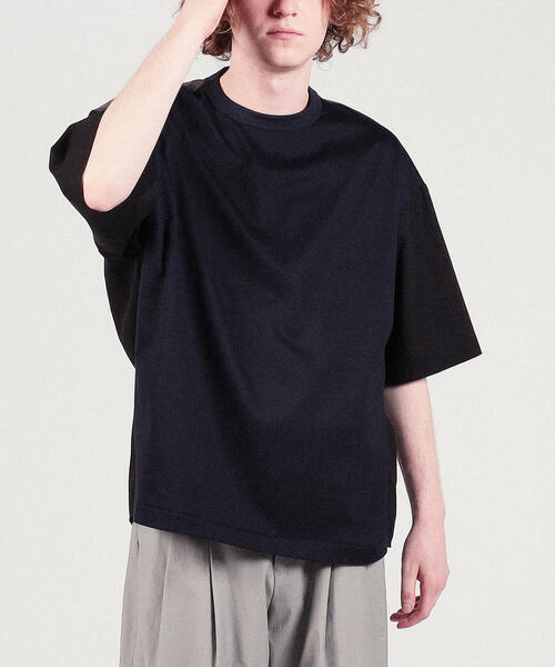 TOMORROWLAND （トゥモローランド）の「コットン天竺 シャツコンビショートスリーブカットソー（Tシャツ/カットソー・メンズ・ホワイト/キャメル/ブルー/ネイビー・S/M/L）」の6枚目の写真