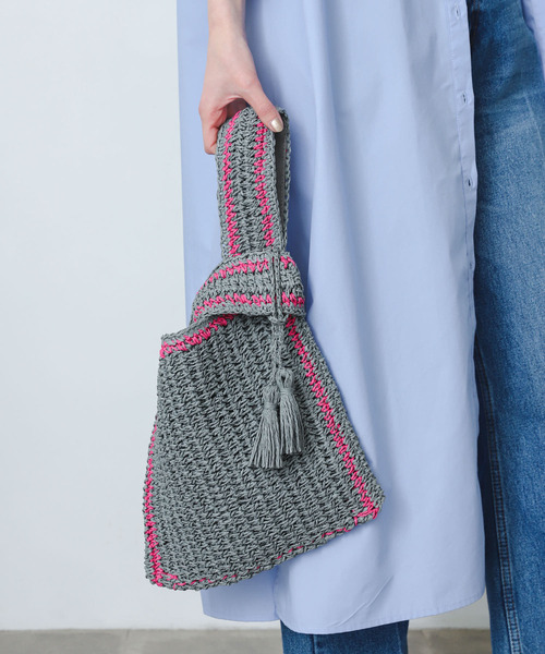 SENSE OF PLACE by URBAN RESEARCH（センスオブプレイスバイアーバンリサーチ）の「配色ラインショッパーバッグ（ショルダーバッグ・レディース・ブラウン/グリーン/グレー・ONE）」の2枚目の写真