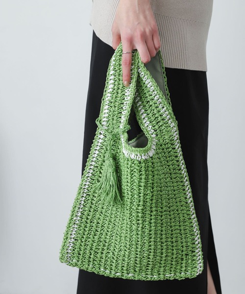 SENSE OF PLACE by URBAN RESEARCH（センスオブプレイスバイアーバンリサーチ）の「配色ラインショッパーバッグ（ショルダーバッグ・レディース・ブラウン/グリーン/グレー・ONE）」の3枚目の写真