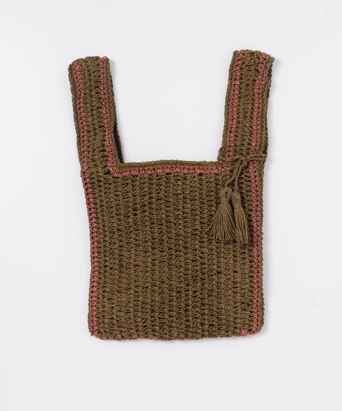 SENSE OF PLACE by URBAN RESEARCH（センスオブプレイスバイアーバンリサーチ）の「配色ラインショッパーバッグ（ショルダーバッグ・レディース・ブラウン/グリーン/グレー・ONE）」の7枚目の写真