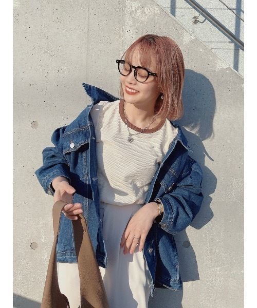 jumelle（ジュメロ）の「配色Ｔシャツ（Tシャツ/カットソー・レディース・ベージュ/ピンク・FREE）」の5枚目の写真