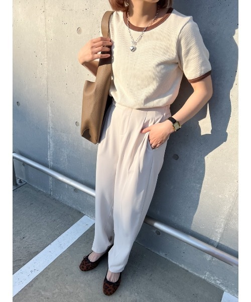 jumelle（ジュメロ）の「配色Ｔシャツ（Tシャツ/カットソー・レディース・ベージュ/ピンク・FREE）」の7枚目の写真